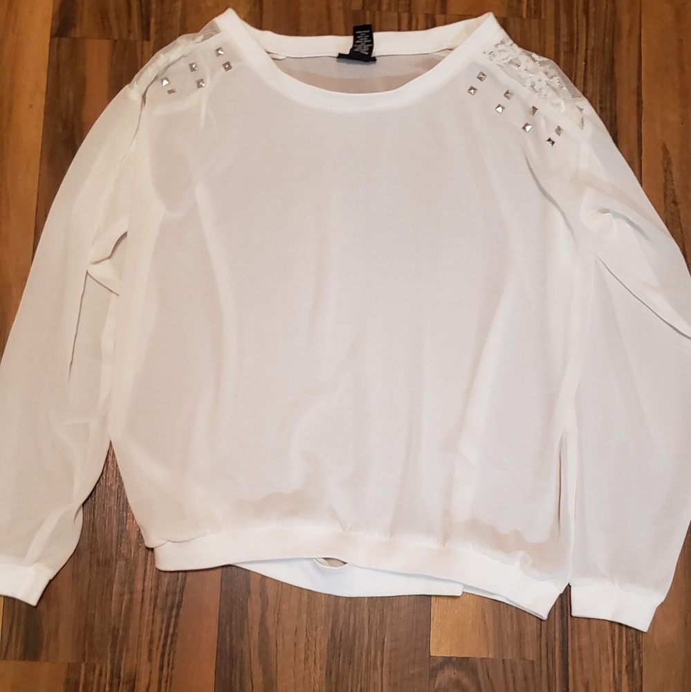 Sheer and lace long sleeve